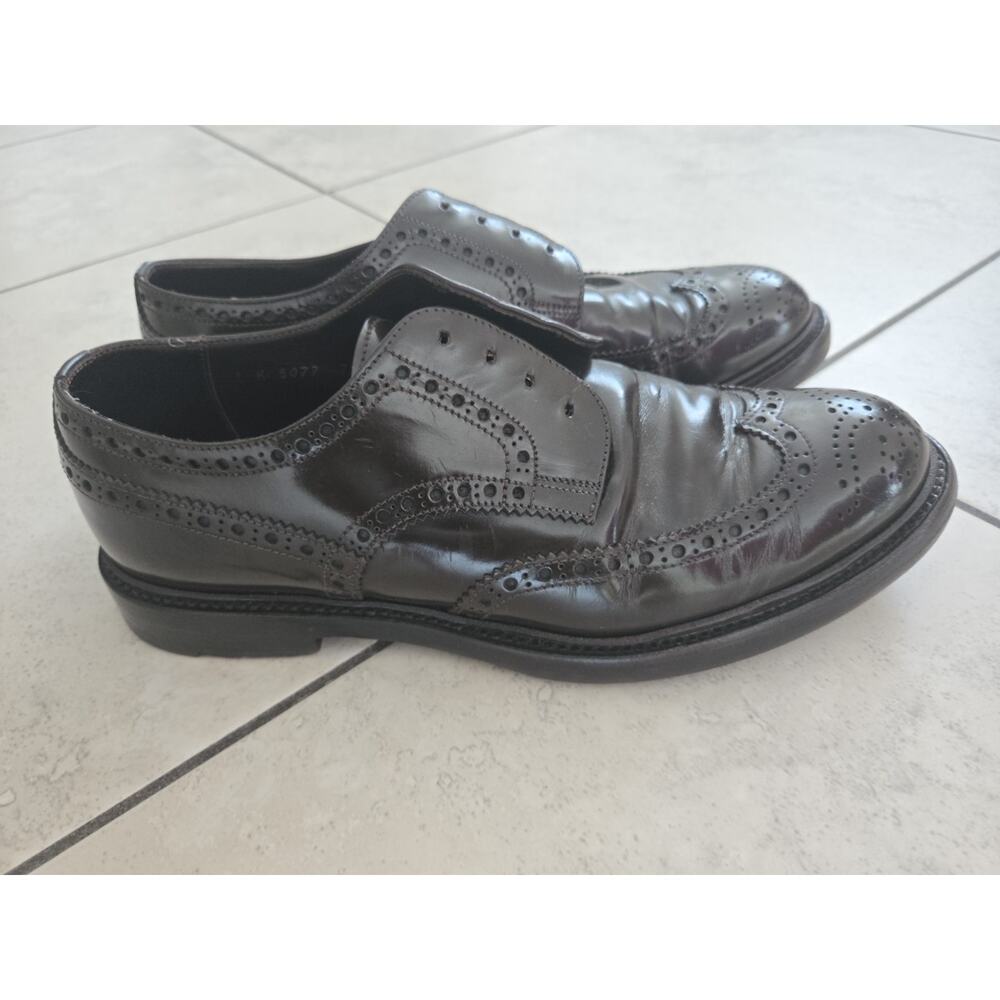 Prada Levitate Brown Leather Brogue Wingtip Derby Shoes Size 7.5 Men